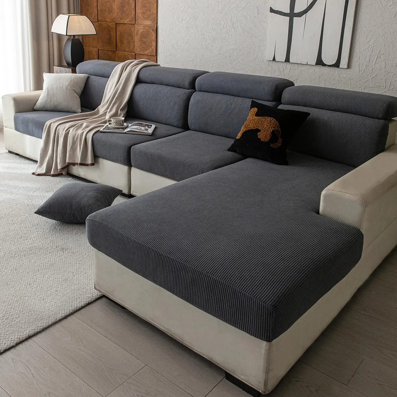 Solid Color Sofa Cover, 1 Count Non-slip Sofa Slipcover, Fashionable Sofa Protector for Home Living Room, Sofa Protector for Home Living Room