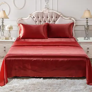 Premium Satin-Like Sheet Set, 4PCS Ultra Soft Cooling Bedding Set with 2 Pillowcases, Flat Sheet & Deep Pocket Fitted Sheet, Breathable Lightweight Summer Bed Sheets for Cozy Bedroom Refresh