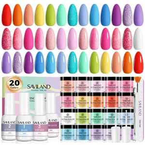 SAVILAND Dip Powder Nail Kit 30PCS: 20 Vibrant Colors with Essential Liquids, No Lamp Needed, Easy-to-Use, Long-Lasting Salon-Quality Nails at Home summervibes