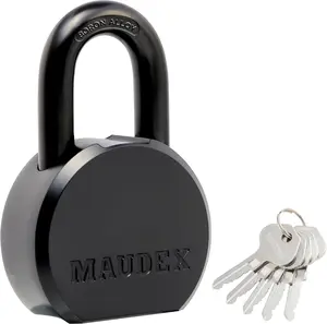 PML65 Padlock - High Security with Boron Alloy Shackle, All-Protection, 5 Brass Keys.for Units, & Security
