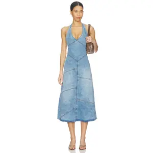 EB Denim Delphi Pieced Halter Dress in Meadow