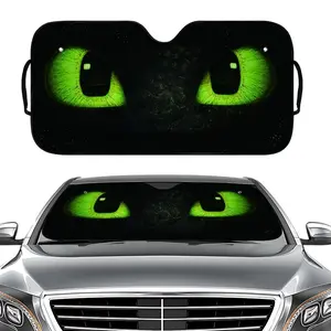 Car Sunshade Universal Digital Print Eyes Pattern, Polyester Bubble Aluminum Film Material, Car Sun Protection Accessory