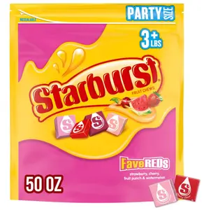 STARBURST Fruit Chews Candy - FaveREDS STARBURST Candy Bulk Individually Wrapped, Party Size Bag, 50 oz, Pack of 1