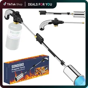 SonDiiKO Propane Torch Weed Burner, Powerful Heat Output Weed Torch Flamethrower, 30" Detachable Long Arm Heavy Duty Blow Torch with Flame Control For Garden, Wood, Ice, Snow, Stumps, Melting (Propane Tank Not Included)