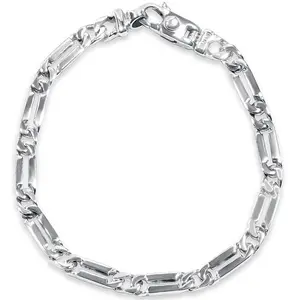 Men's Designer Figaro Link 14k Gold (18gram) or Platinum (29gram) 5.5mm Bracelet 8"