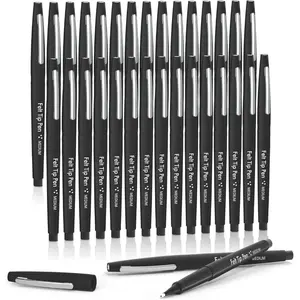Felt Tip Pens, 30 Black Pack, 0.7mm Medium Point, for Journaling, Writing, Note Taking, Planner, for School Office and Art Supplies