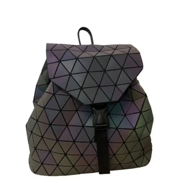 212 MAIN Luminous Geometric Backpack (Model 3402-9 APC Mollie) - Polyester Material, Adjustable Shoulder Straps, Flap Drawstring Closure with Snap Buckle, Interior Compartment