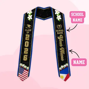 Customized Philippines American Flag Stole 2026,Filipino Graduation Sash 2026