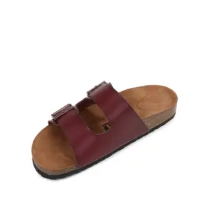 MM Dark Red Soft Cork Double Strap Sandals