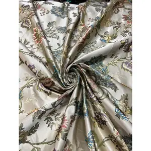 Silver Ivory Multi Floral Jaquard Brocade 45" Wide Fabric for Apparel Accessories & Home Decor Sold by the Yard