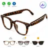 VUB Stylish AI Smart Wireless Glasses - Unisex Adult Oval Tortoiseshell Plastic Frame Wearable Tech, Adaptive Photochromic Lenses, Bluetooth Music Player, Blue Light Protection, Charging Cable, Batteries, Cloth for Casual Use