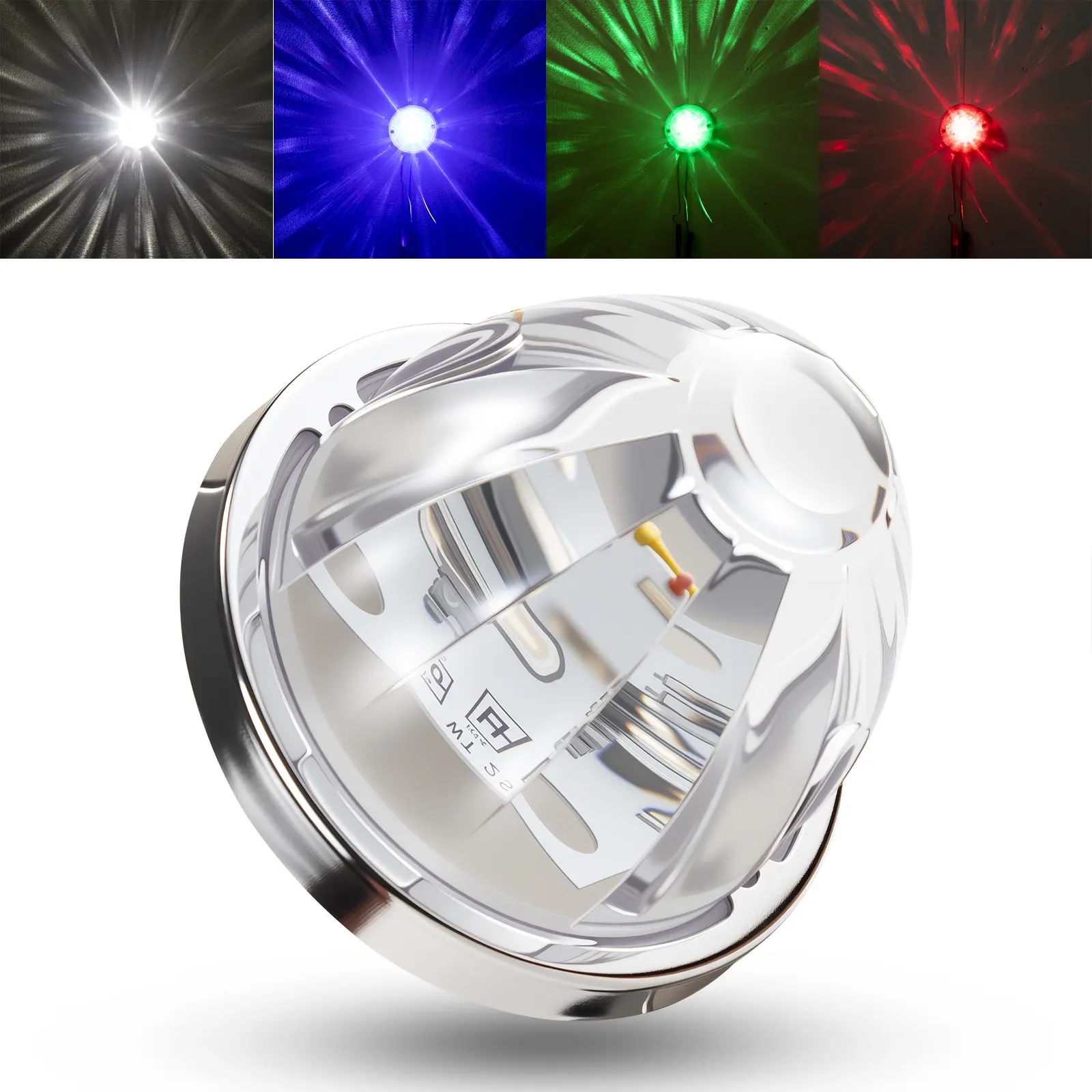 RGBW Lens LED Watermelon Lights, Truck Accessories, Motorcycle Accessories, LED Car Ambient Light, Waterproof Strobe Side Marker Turn Signal Chassis Lighting with Stainless Steel Bezel for Kenworth, Parades, Marine Boats, Trailers, Led Light