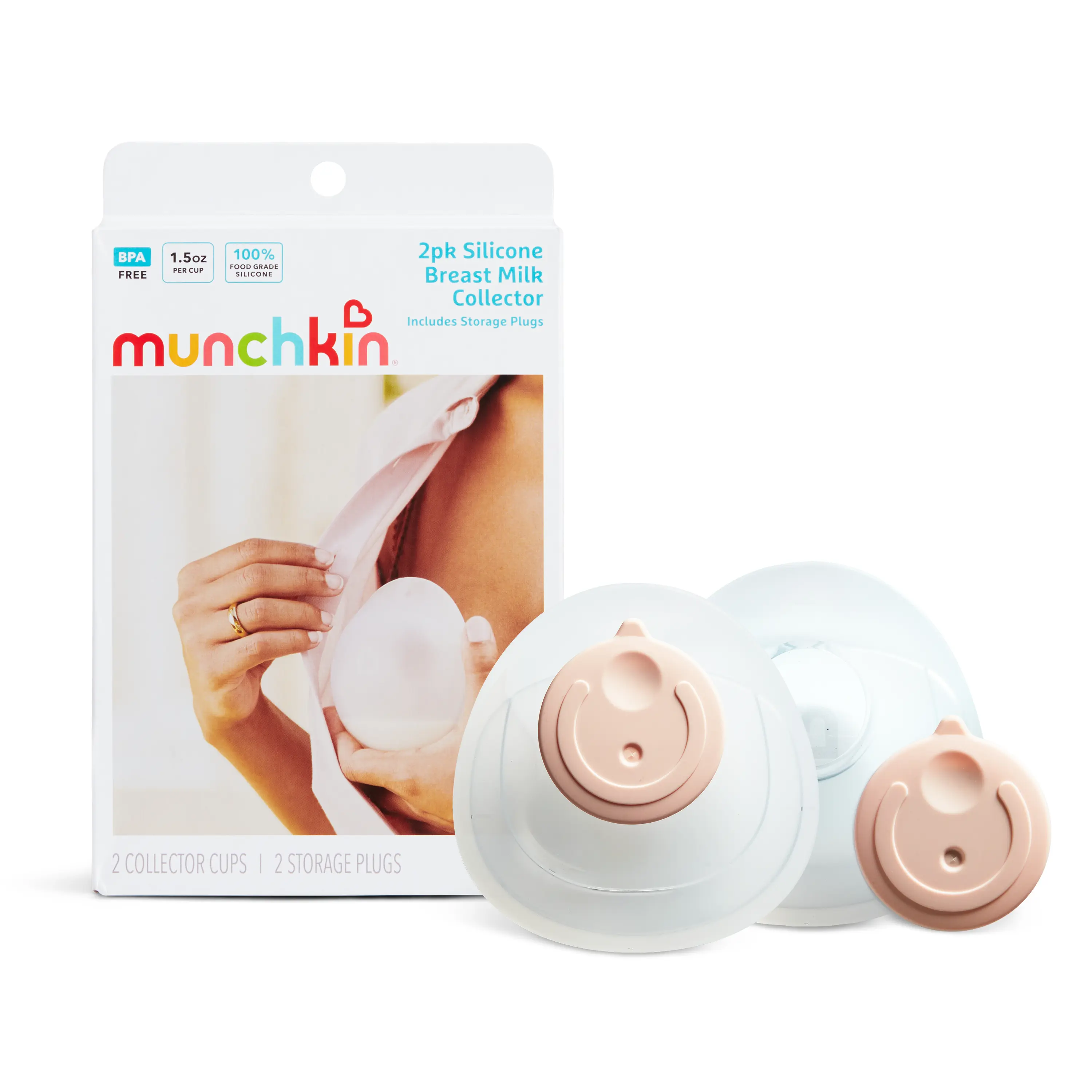 Munchkin Silicone Breast Milk Collector Cups with Storage Plug Munchkin Silicone Breast Milk Collector Cups with Storage Plug