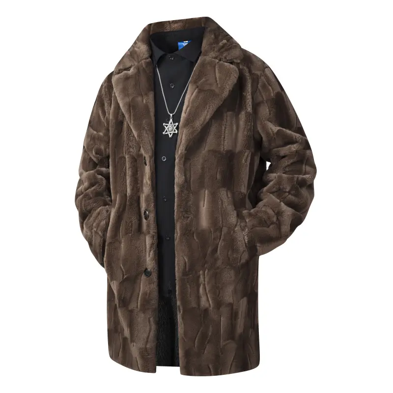 Autumn And Winter Men's Woolen Coat With A Suit Collar, Mid-Length, Single-Breasted, Fleece Lined, Warm Overcoat, Suitable For Formal And Everyday Winter Wear