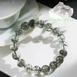 APRIL Green Phantom Quartz Crystal Bracelet, Wealth Abundance Money Tree Stone, Precious Gift with Jewelry Box