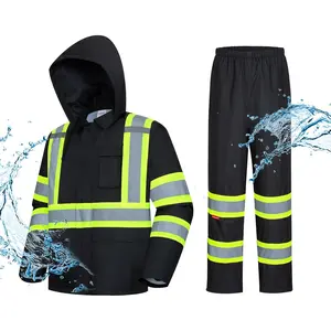 High Visibility Waterproof Rain Gear for Men and, Hi Vis Safety Rain Jacket and Pant Suits Workwear