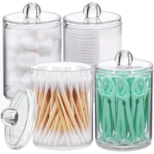 4 Pack Acrylic Qtip Holder for Bathroom