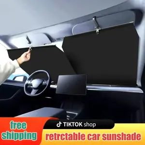 Hot topic Vehicle Windshield Heat Protection with Retractable Sun Visor – UV Blocking Car Sunshade Windshield Cover for Summer Sun Protection Automotive Protector Automotive Protector