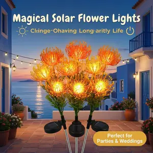 Solar Spider Lily Lights Lights for Kitchen Dining Room Decor, Aesthetic Spider Lily Lamp for Home Windowsill & Patio, Waterproof Mood Lighting