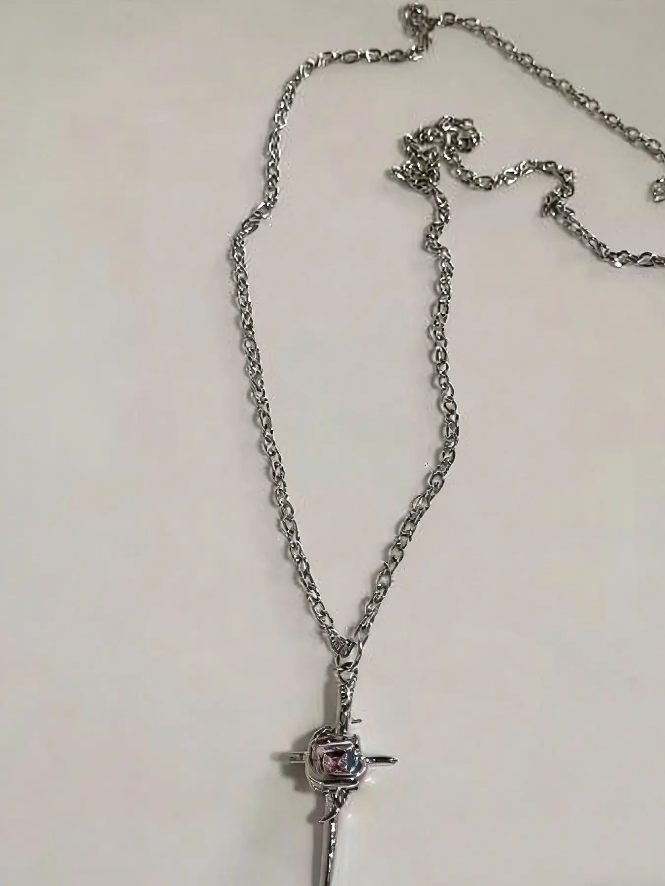 Gothic Style Y2K Cross Heart Pendant Necklace Set, Gothic Cross 