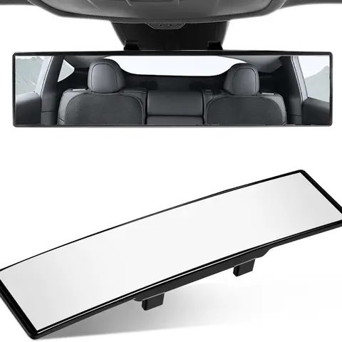 Universal 11.81 Inch Car rear view mirror with HD Glass, Anti-Glare interior clip-on wide angle Panoramic Wide Angle Accessories for Car SUV Trucks car suv car  visor