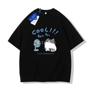Cute Cat Graphic T Shirt Unisex Cotton Tee Funny Cat Shirt Casual Aesthetic Graphic Tee Short Sleeve Shirt Men Women