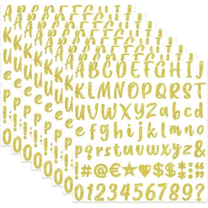 648 Pcs Gold Letter Stickers Glitter Alphabet Number Stickers 8 Sheets Self Adhesive Vinyl Letters Sticker for Graduation Cap Scrapbooking Water Bottles Cup Crafts Classroom Decor(Gold,1 Inch)