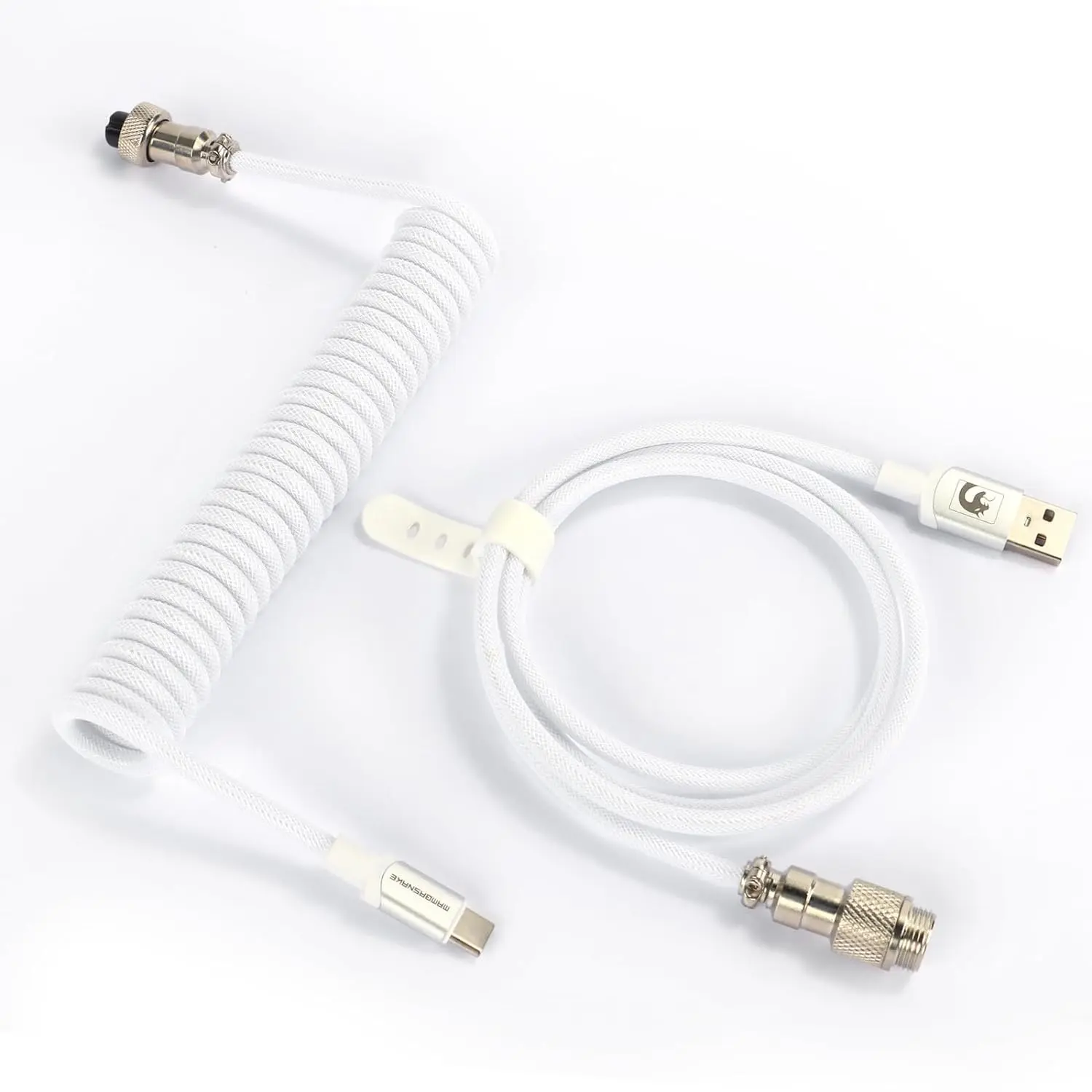 MAMBASNAKE C01Pro Coiled USB C Cable for Gaming Keyboard, Pc Accessories, Nylon Braided Mechanical Keyboard Cable with Detachable Metal Aviator, Double-Sleeved, Custom Type C Charging Keyboard Cable, 4.92ft