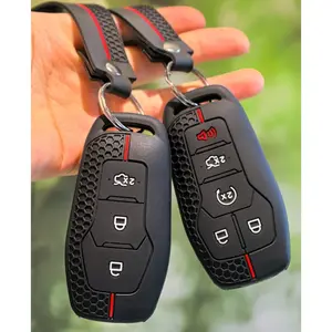 for Ford key fob case with keychain holder silicone Full cover protector, Car key protector for Fusion 2014-2016, Explorer, Mustang F150 2020, Ka 2015-2018, Focus 2 2005-2010, EcoSport 2014