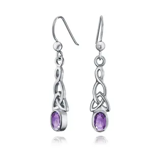 Amethyst Moonstone Amber Love Knot Dangle Earrings Celtic