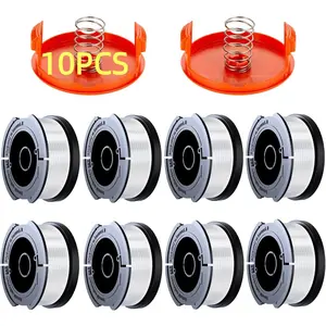 10 Pack Weed Eater String Compatible with , AF-100 0.065" Weed Wacker String Refill 240ft Automatic Feed String Trimmer Replacement Spool Line for Black&Decker(8 Spool+2 Cap+2 Spring)