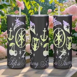 20oz Stainless Steel Tumbler, 1 Count Katseye Pattern Insulated Water Bottle, Stainless Steel Thermos, Stainless Steel Flask, Drinking Cup for Home Office School, Boyfriend Gift, Drinkware, Summer Cool Bottle