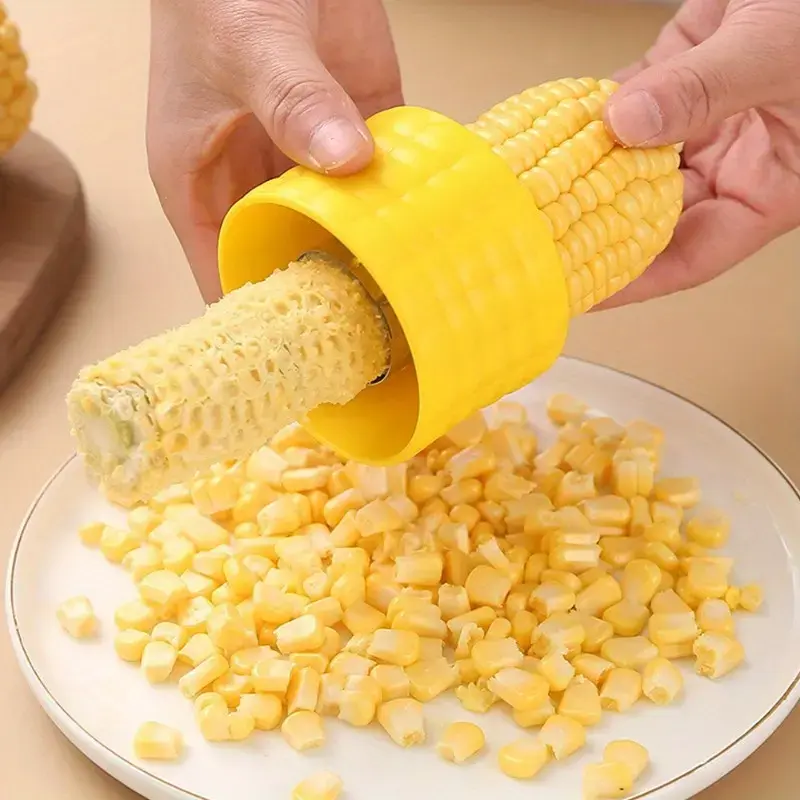 Stainless Steel Corn Kernel Stripper, Handheld Corn Sheller with Collection Cup, Household Kitchen Gadget for Quick Food Prep, Corn Cutting Tool for Home Cooking & Daily Use