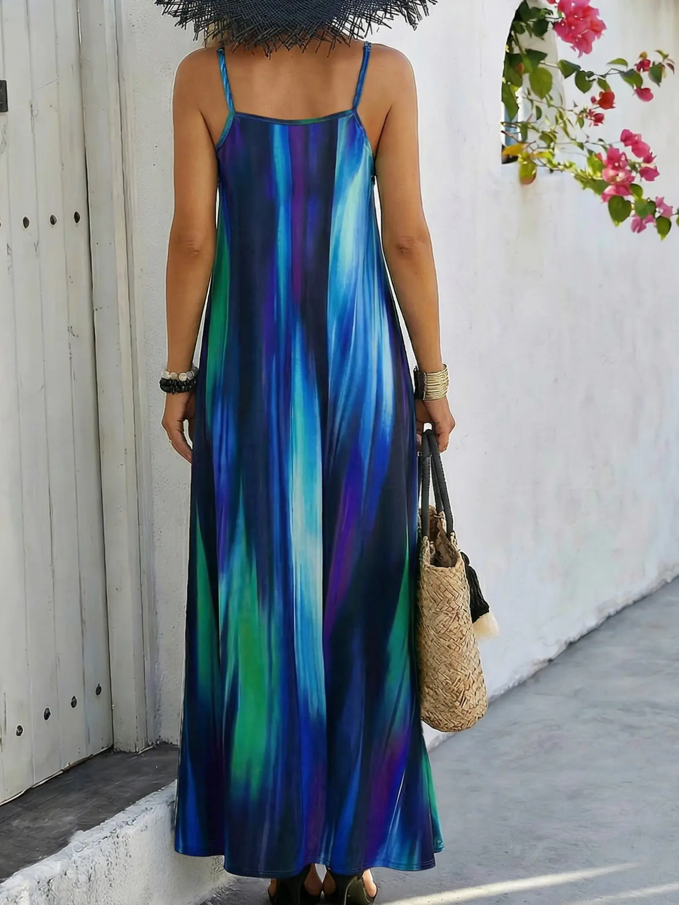 New Summer Printed Halter Neck Sleeveless Maxi Long Dress, European Style  All-Over Print, Loose-Fit Comfortable Slimming, Chic Elegant Casual  Beachwear for Plus Size Women - TikTok Shop