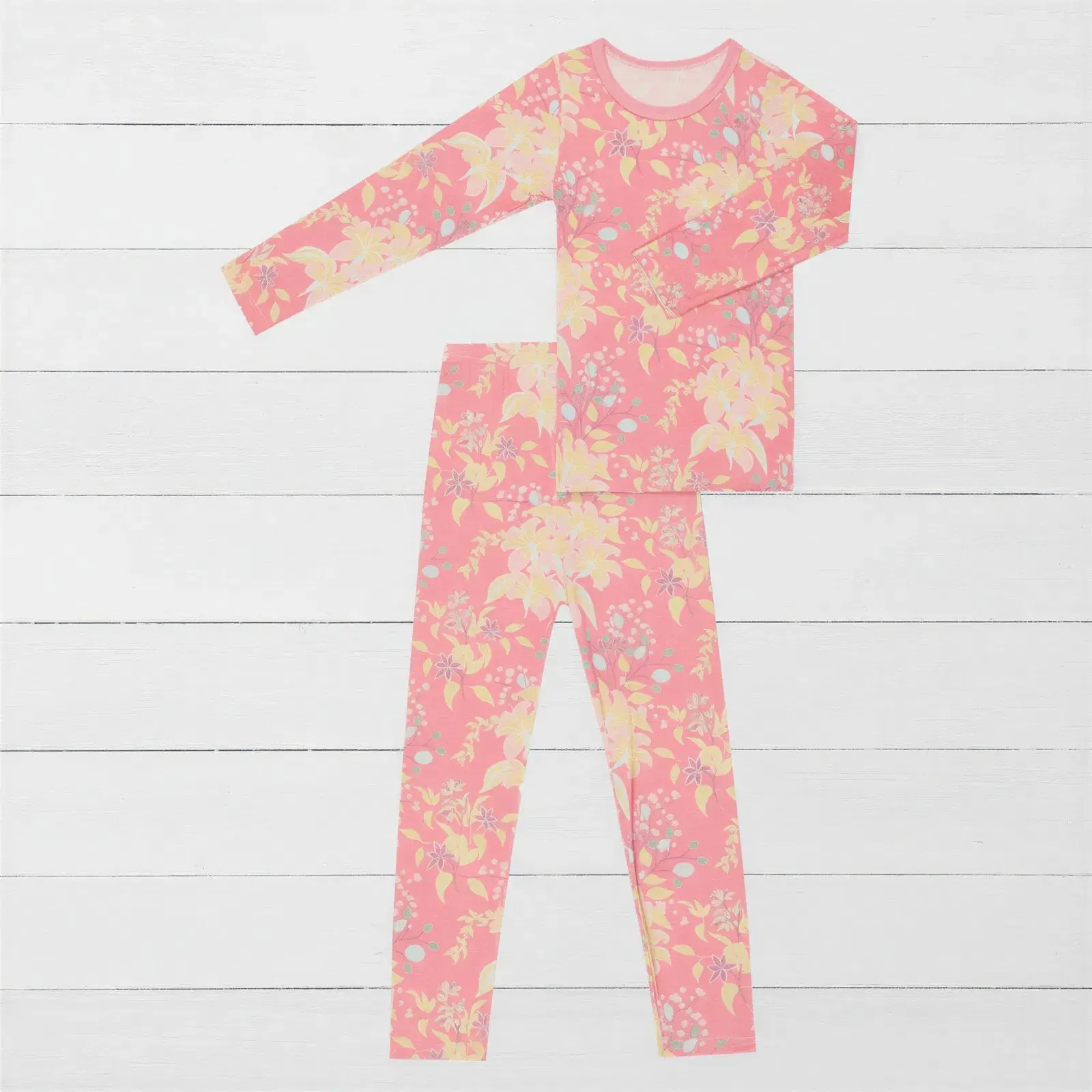 Bestaroo Summer Florals Pink Pajama Set - Soft Cozy Bamboo Blend, Stretchy Spandex, Snug Fit, Perfect for Spring & Sleepwear - All Sizes