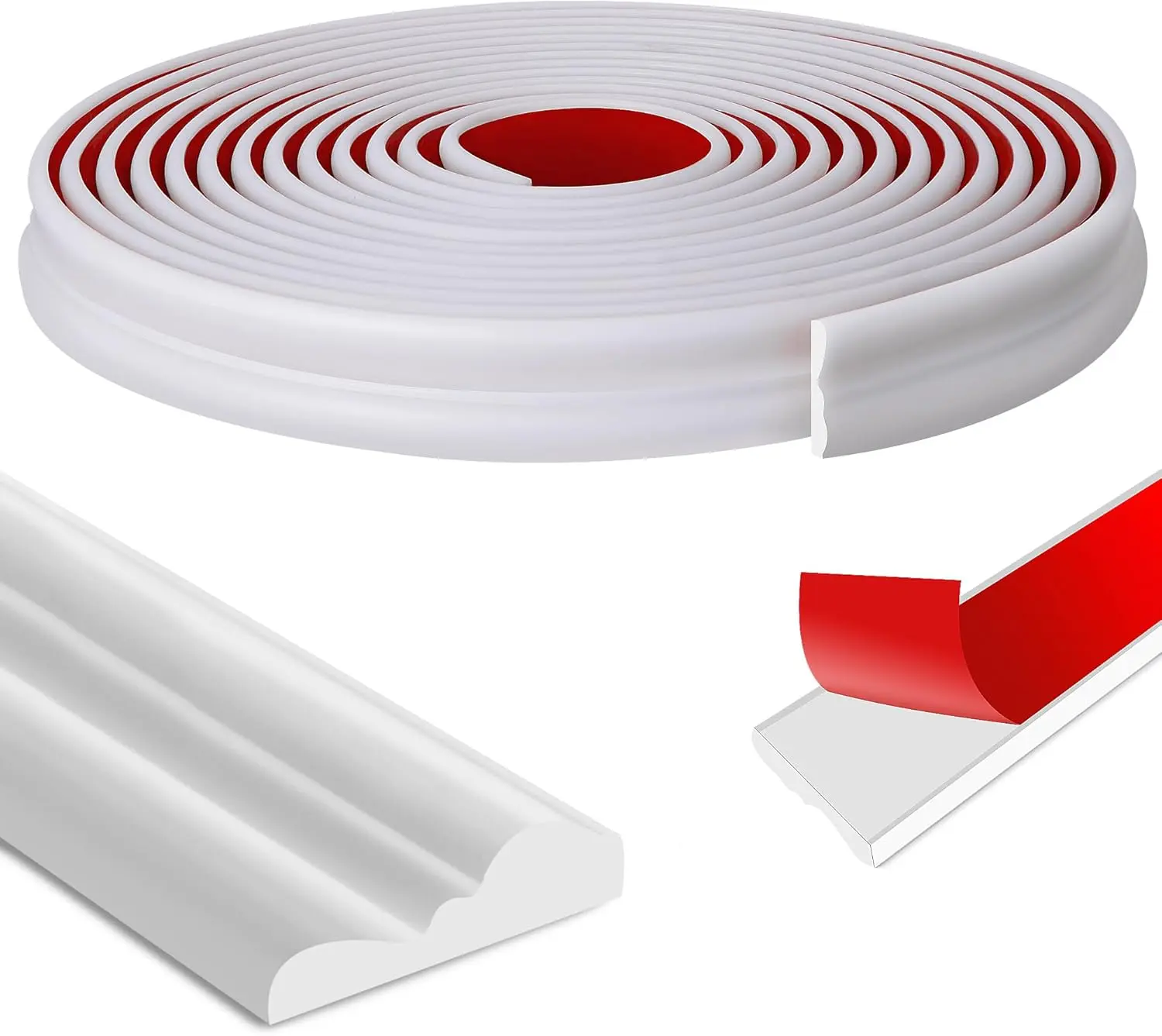 20 Ft x 1.1' Wall Decoration Molding Trim, White Self-Adhesive  Chair Rail Panel Molding, Flexible DIY Wall Trim for Mirror, Window Frame and  Decoration