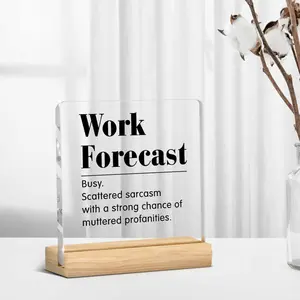 Funny Office Decor Sign, Humor Work Forecast Clear Acrylic Sign, Thank You Gifts for Home Office Desk Decorative Signs for Tabletop Cubicle Shelf Desk Accessories Decor-1, Acrylic Plaque Sign
