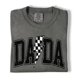 Comfort Colors Dada Shirt, Checkered Lightning Bolt Graphic Tee, Dad Shirt, Gift for Dad