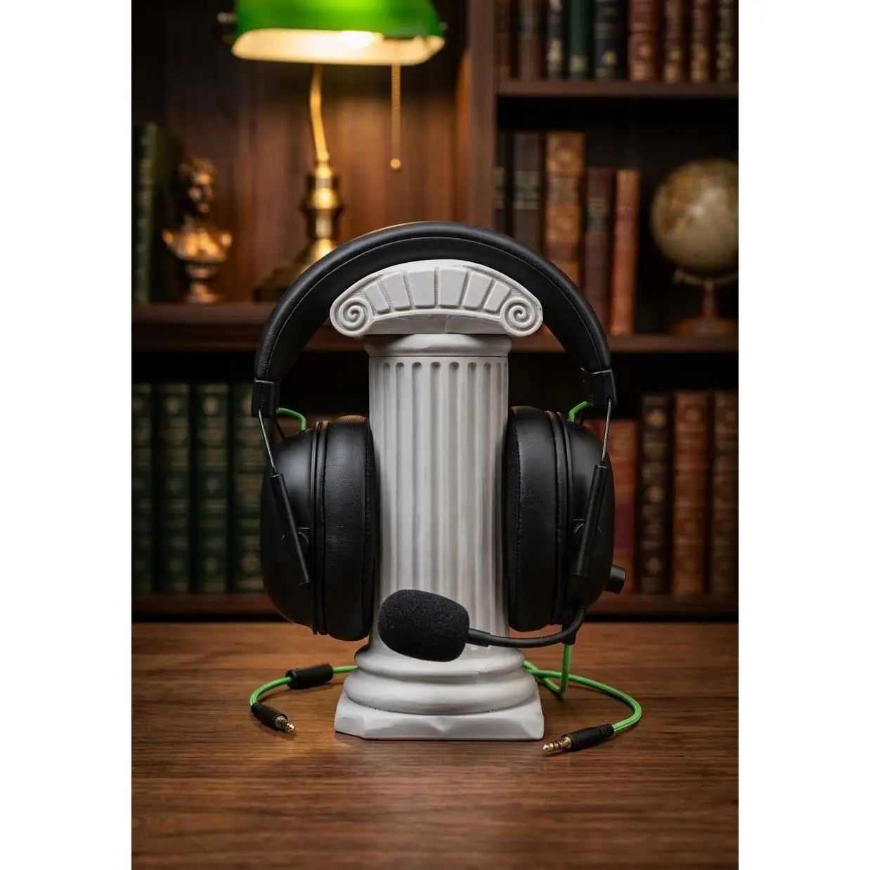 Durable Classical Roman Pillar Headphone Holder & Secret Stash Box, Tabletop Gaming Headset Display Stand, Audio & Video Accessories