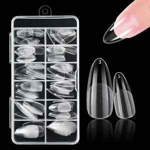 120Pcs Medium Almond Nail Tips, 12 Sizes Gel Nail Tips Almond Shape, Pre-file Soft Gel Nails Tips Clear Artificial Fake Nails Full Cover Nails Tips for Nail Extensions DIY Salon Long Lasting Salon Quality Nails