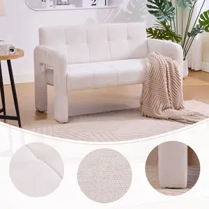 Modern Double Armchair Loveseat Sofa Couch Chenille Mini 2 Seater Couch with Deep Seat, Compact Upholstered Leisure Sofa for Living Room Bedroom, Small Space, Dorm
