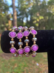 Purple Bling Beaded Bracelet 1pc - Includes 1 Purple Item as Described