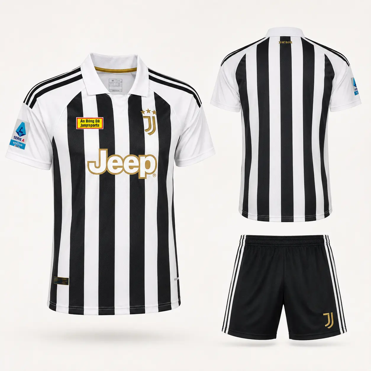 (CHOOSE NUMBER & NAME IN NOTE )Men’s Retro Cream Soccer Jersey Set – Short Sleeve Football Shirt and Black Athletic Shorts SIUUUU