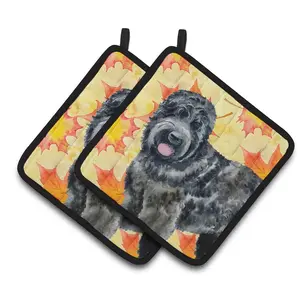 Black Russian Terrier Fall Pair of Pot Holders BB9938PTHD