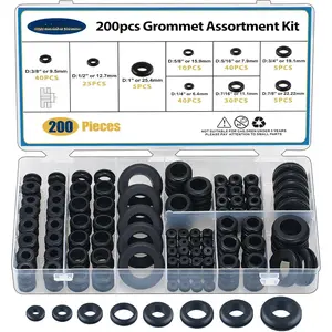 200 count Hollow Rubber Grommet Firewall Hole Plug , Rubber Grommet kit 1/4", 5/16", 3/8", 7/16", 1/2", 5/8", 3/4'', 7/8", 1''