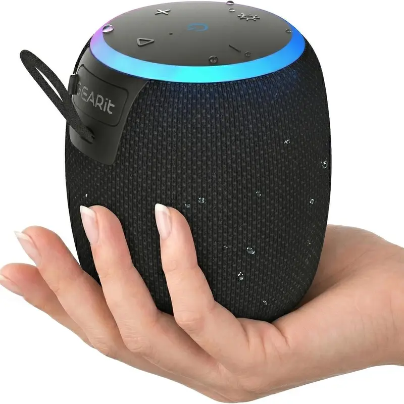 GearIt 15W Multifunctional Portable Bluetooth Speaker (IPX6 Water-Resistant) - 15W Output, Bass Boost, Lanyard, Handle, Batteries, Aux Input, Crystal-Clear Audio, True Wireless Stereo Pairing, 10-Hour Playtime, LED Light, Beach, Pool, Hike Ready