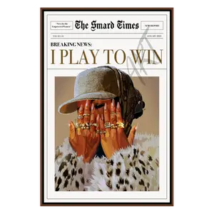 I Play To Win - Smard Black Wall Art Print/ Canvas for Home /Office Decor Abstract Face Design Artistic