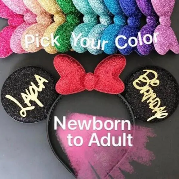 Customized ears,personalized minnie ears,birthday minnie ears,minnie elastic headband,headband with name,monogrammed,personalized gift,woman