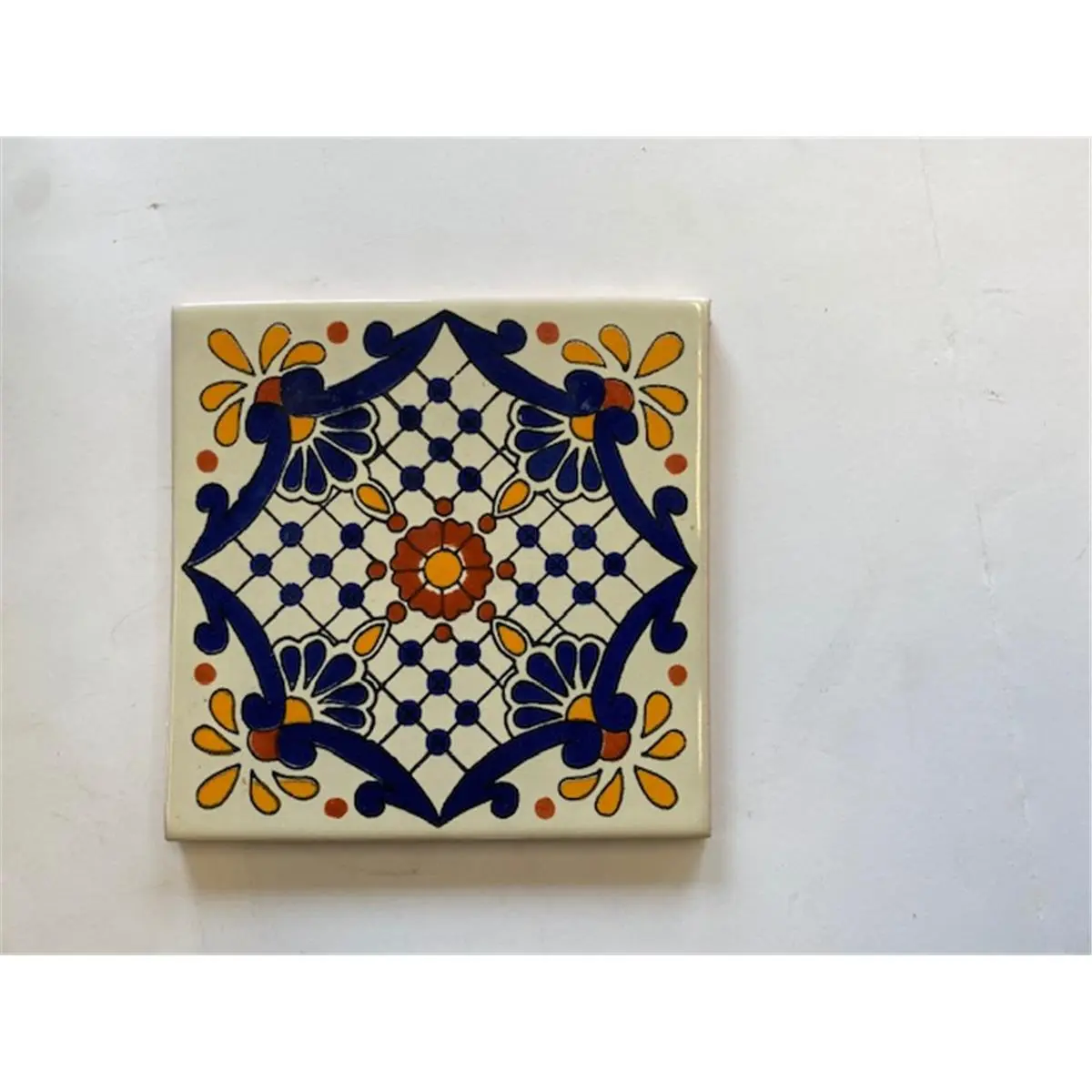 Talavera Ceramic Tiles L117 - 6x6 in., Mexican Decorative Tiles for Kitchen Backsplash, Pack of 4, Talavera Tile Kitchen Backsplash