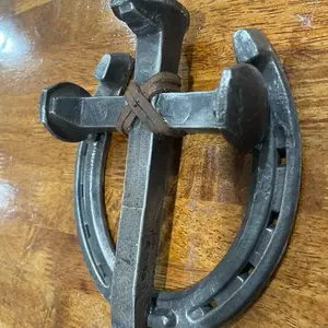 Hand Forged Horseshoe Cross – Rustic Christian Wall Décor